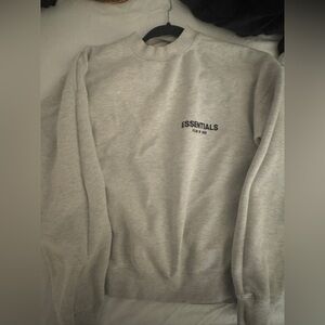 Fear of God Essentials Heather Gray Sweatshirt with Navy Logo